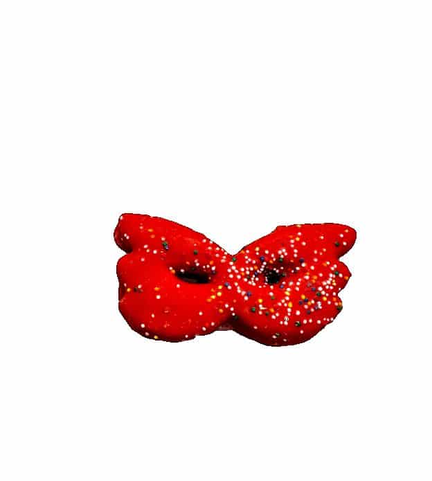 dulce de carnaval antifaz de colores rojo pasta